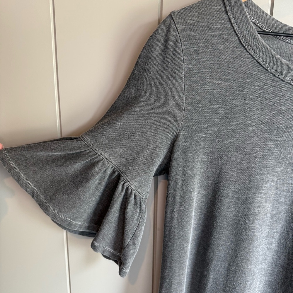 Splendid Gray Bell Sleeve Shift Dress XS Casual T-Shirt Dress Soft Knit - Picture 6 of 10